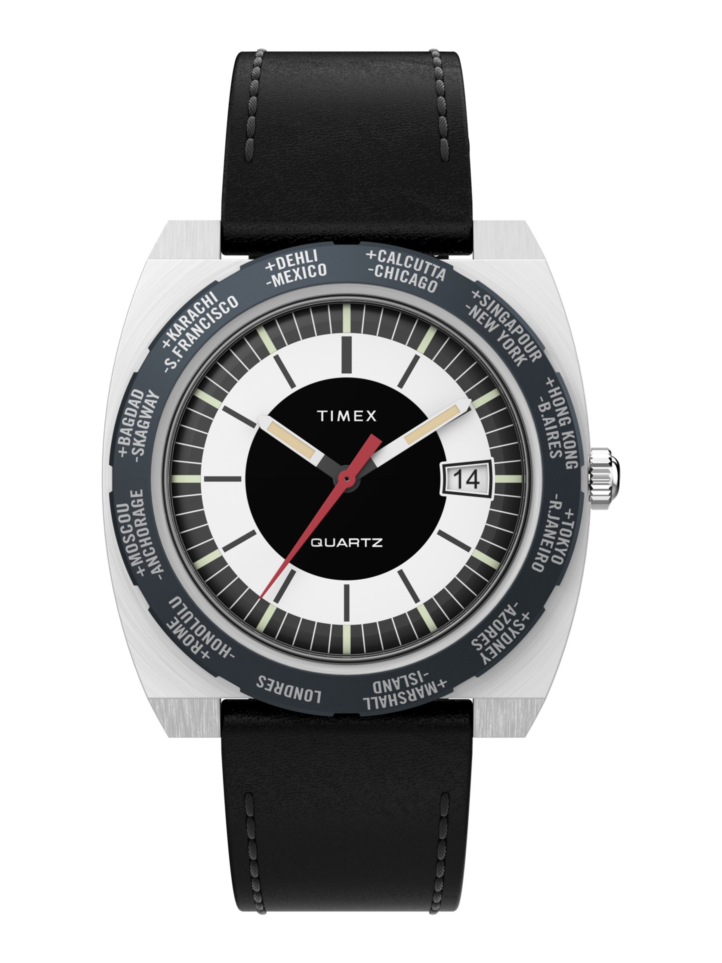 TIMEX Analogt ur 'World Time Reissue' i sort: forside