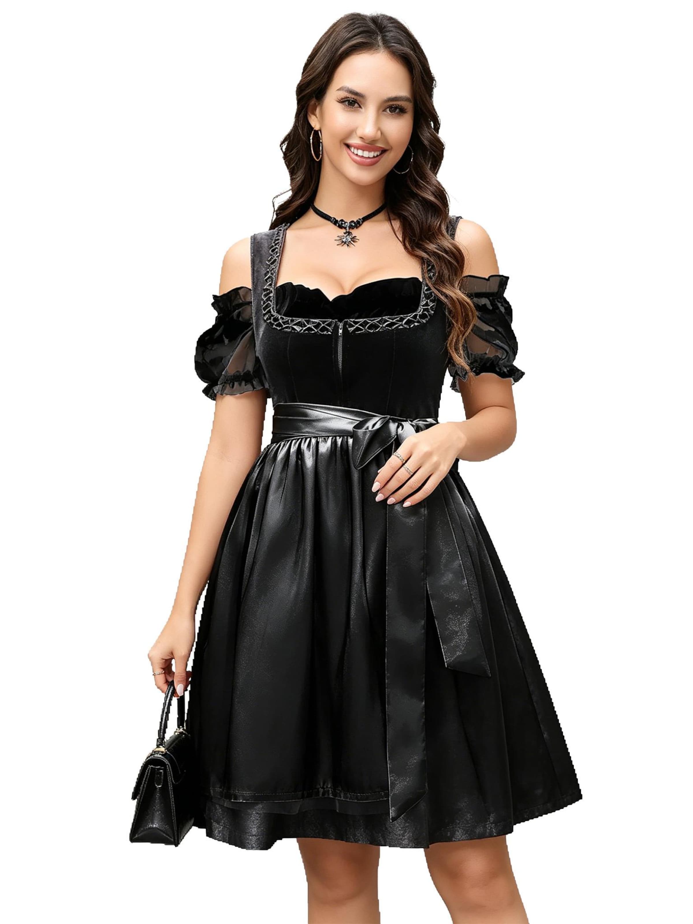 KoJooin Dirndl‌‌‌‌‌‌‌‌‌ in Schwarz: Vorderseite