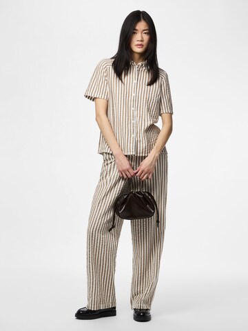 PIECES Loose fit Trousers 'PCSTINNA' in Brown