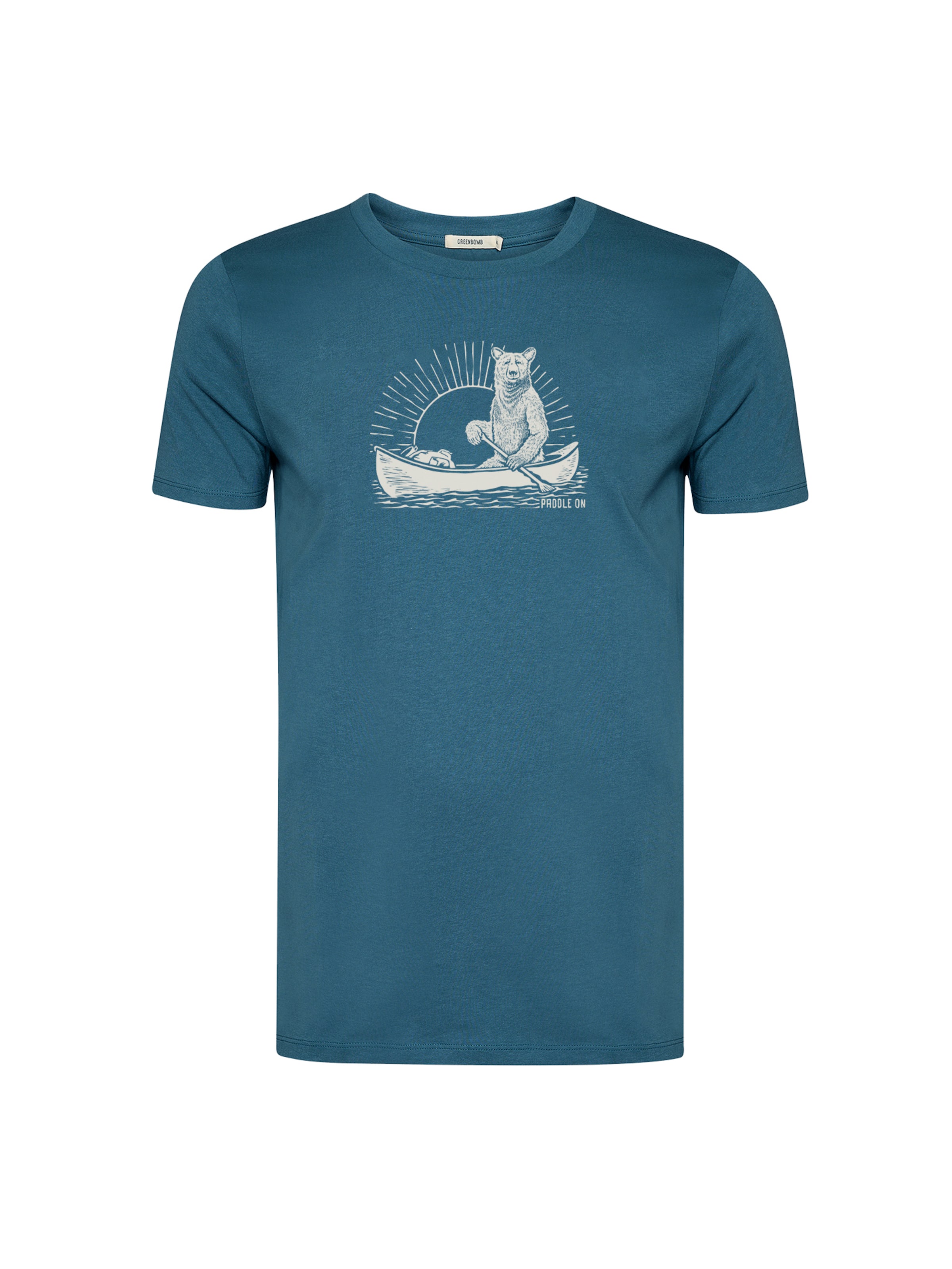 GREENBOMB T-Shirt 'Guide Bear Canoe' in Blau: Vorderseite