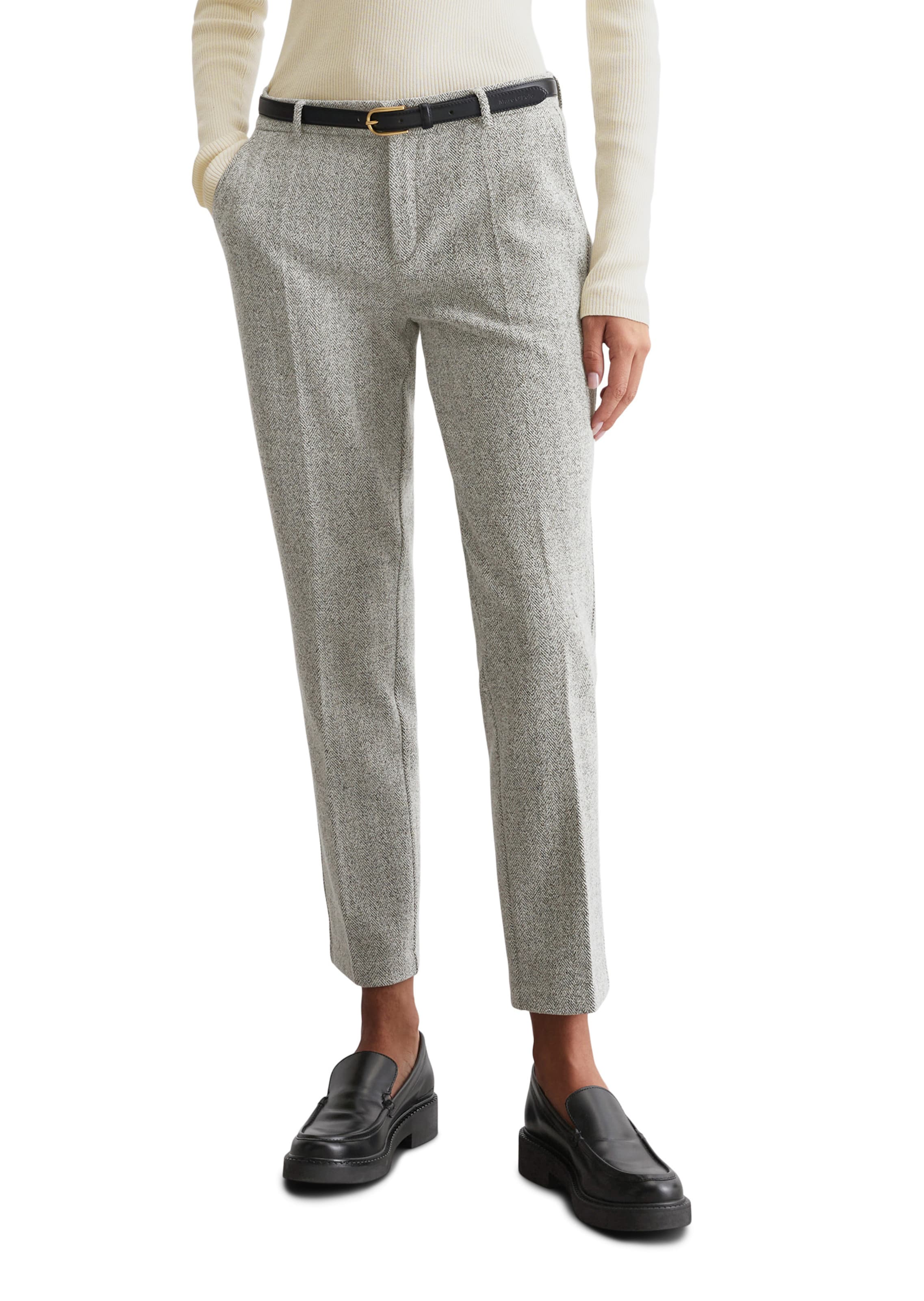 Marc O'Polo Regular Bandplooibroek in Grijs: voorkant