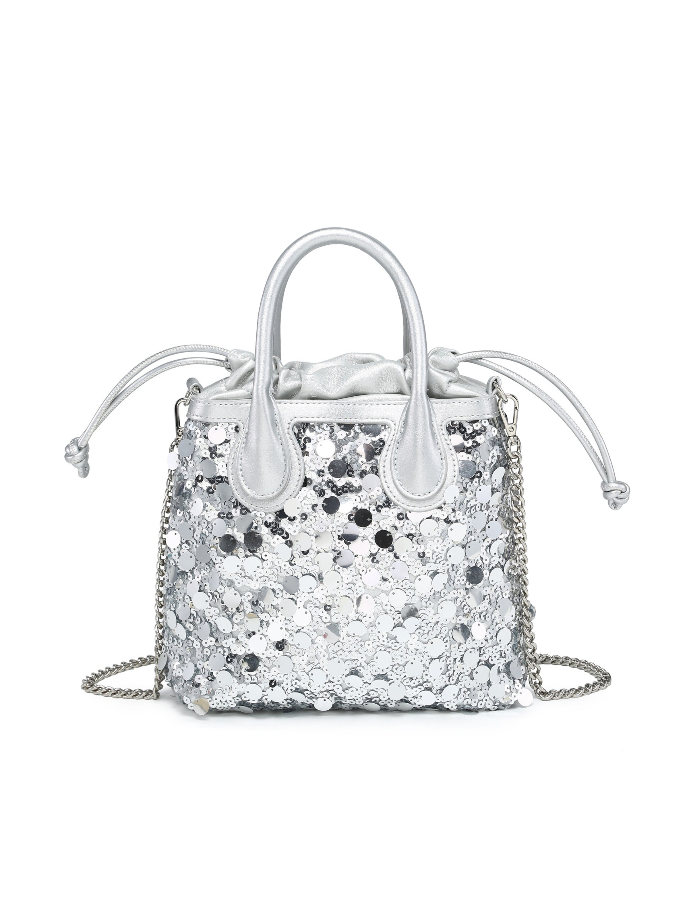 Borsa a tracolla 'Borsa a Tracolla Zefira Plus Donna - Paillettes Glamour Poliestere' di Kassandra in argento: frontale