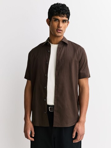 Next Regular Fit Hemd in Braun