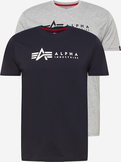 ALPHA INDUSTRIES Majica veličine XS u mornarsko plava / siva melange / crna / bijela, Pregled proizvoda