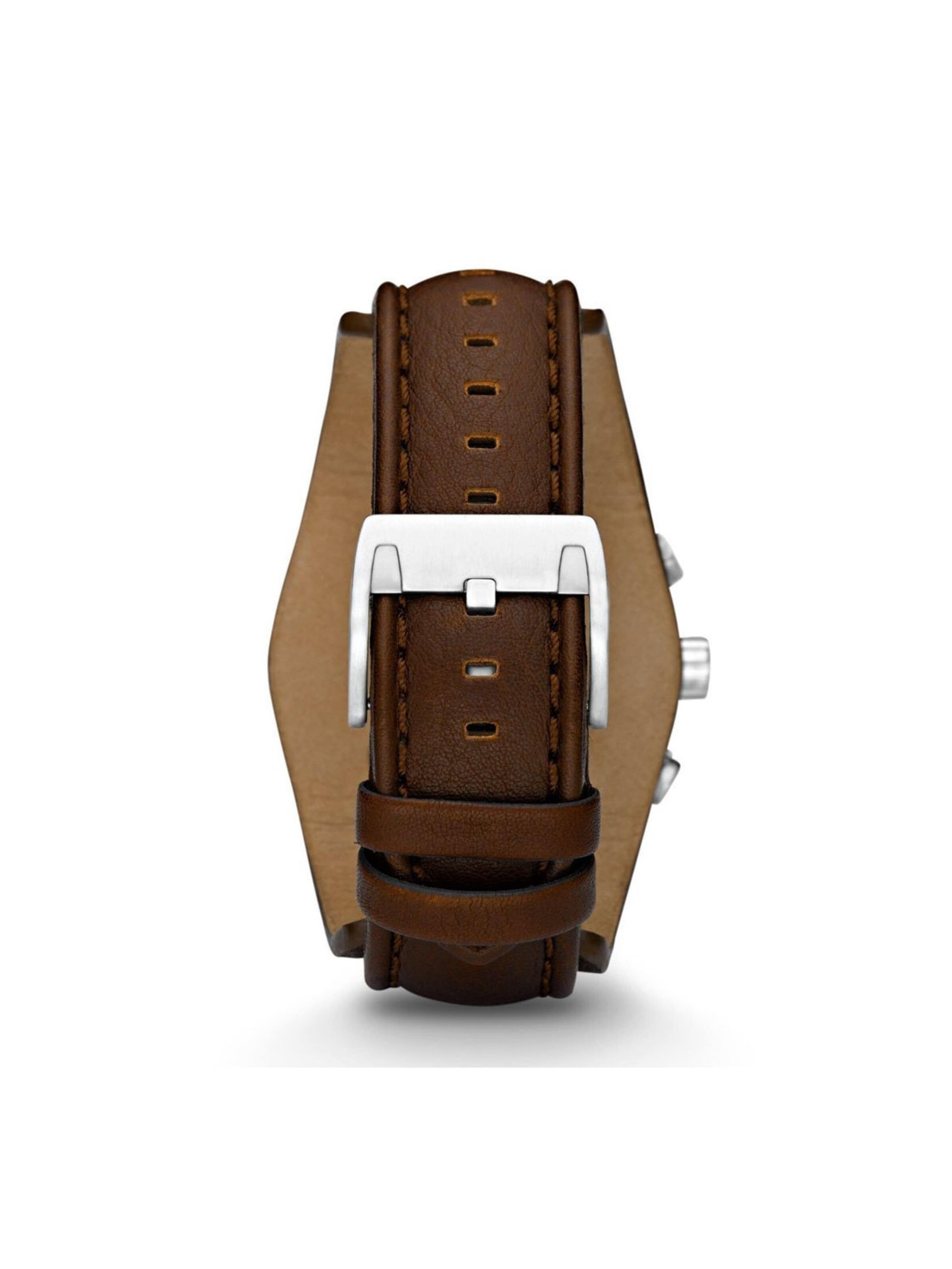 Montre à affichage analogique 'Montre Homme Fossil Coachman chronographe CH2891 avec bracelet en cuir marron.' FOSSIL en marron