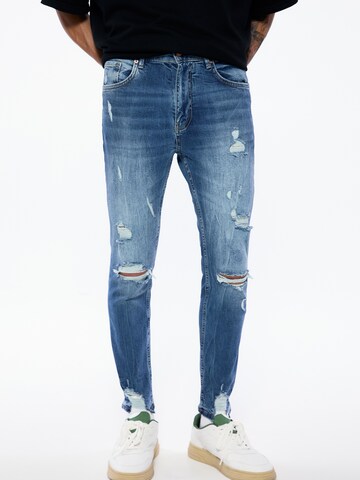 Pull&Bear Skinny Farmer - kék: elől
