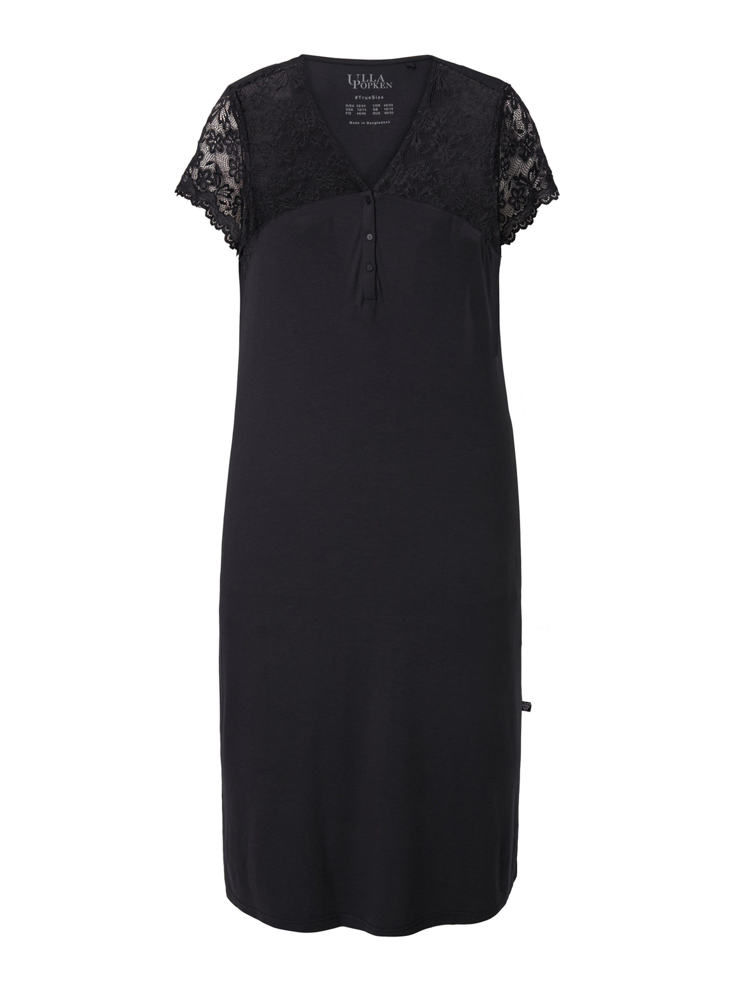 Camicia da notte di Ulla Popken in nero: frontale