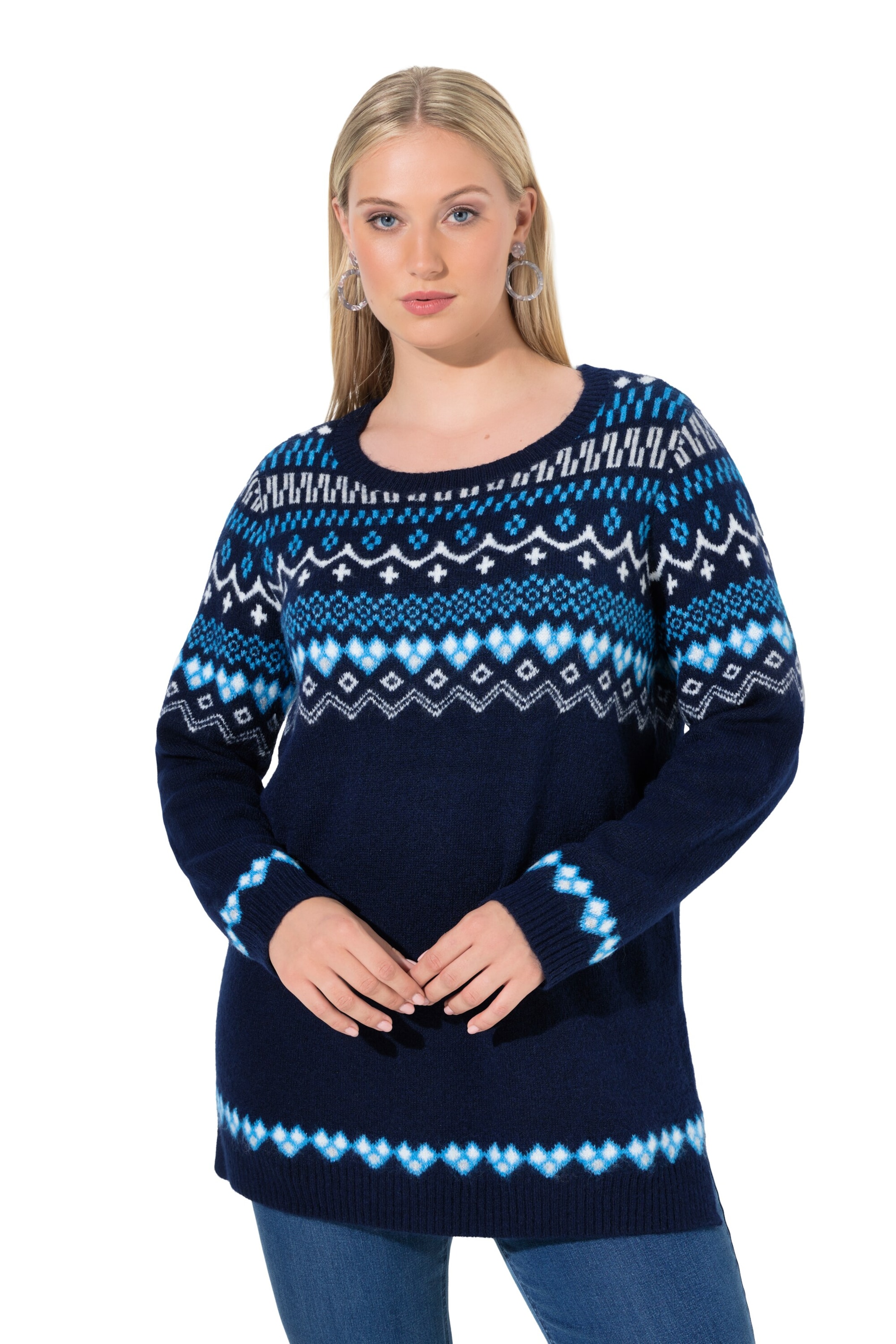 Ulla Popken Trui in Blauw: voorkant