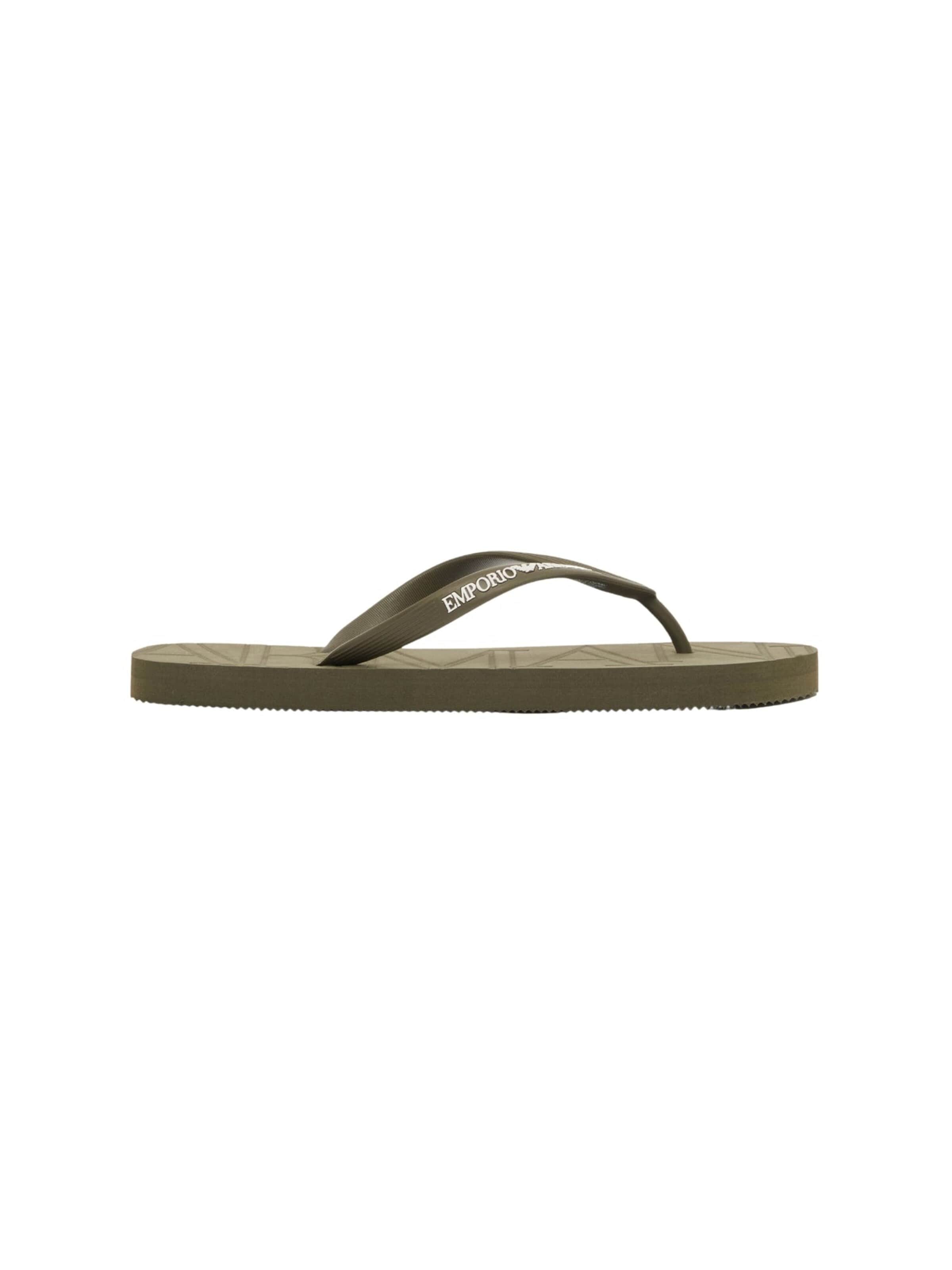 Emporio Armani - Sandalias de dedo 'Rubber Flip Flops with Logo' en verde: frente