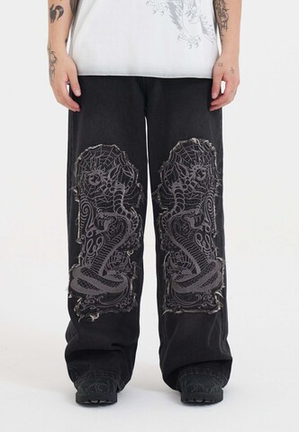 Ed Hardy - Loosefit Vaquero en negro: frente