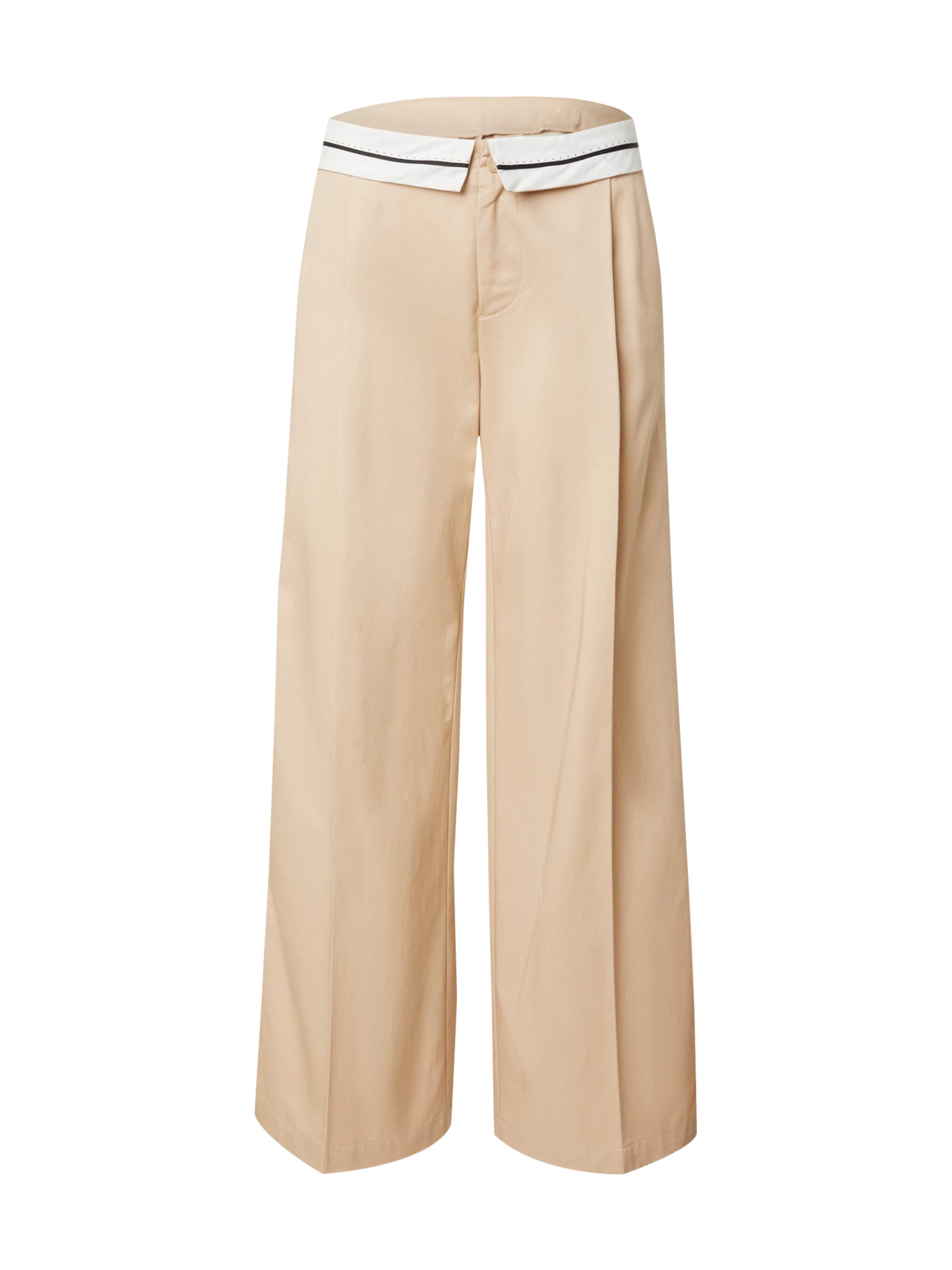 Monki Wide leg Bandplooibroek &#x27;Cayenne&#x27; in Beige: voorkant