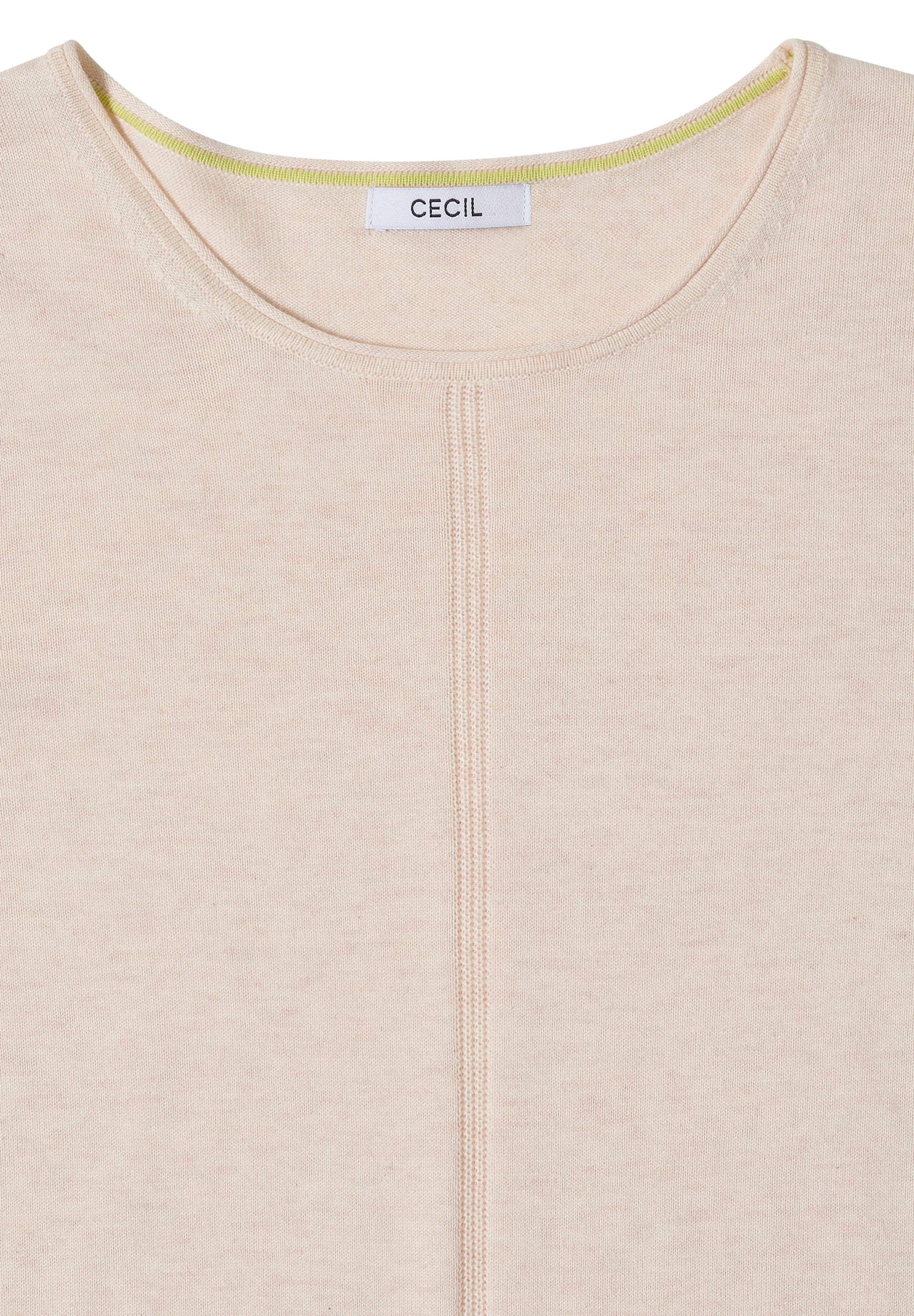 CECIL Basic Pullover mit Rundhals in Unifarbe in Beige