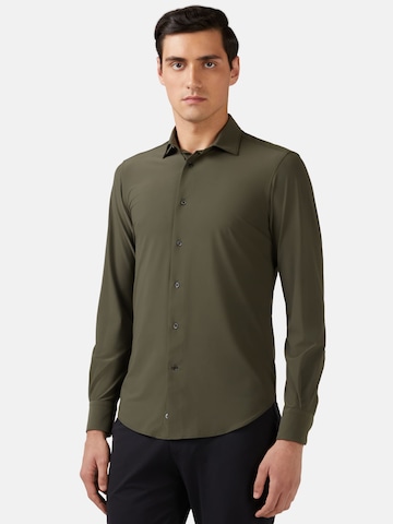 Boggi Milano Slim fit Button Up Shirt in Green: front