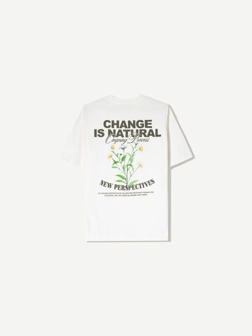 Bershka T-Shirt 'CHERRY PIE' in Beige