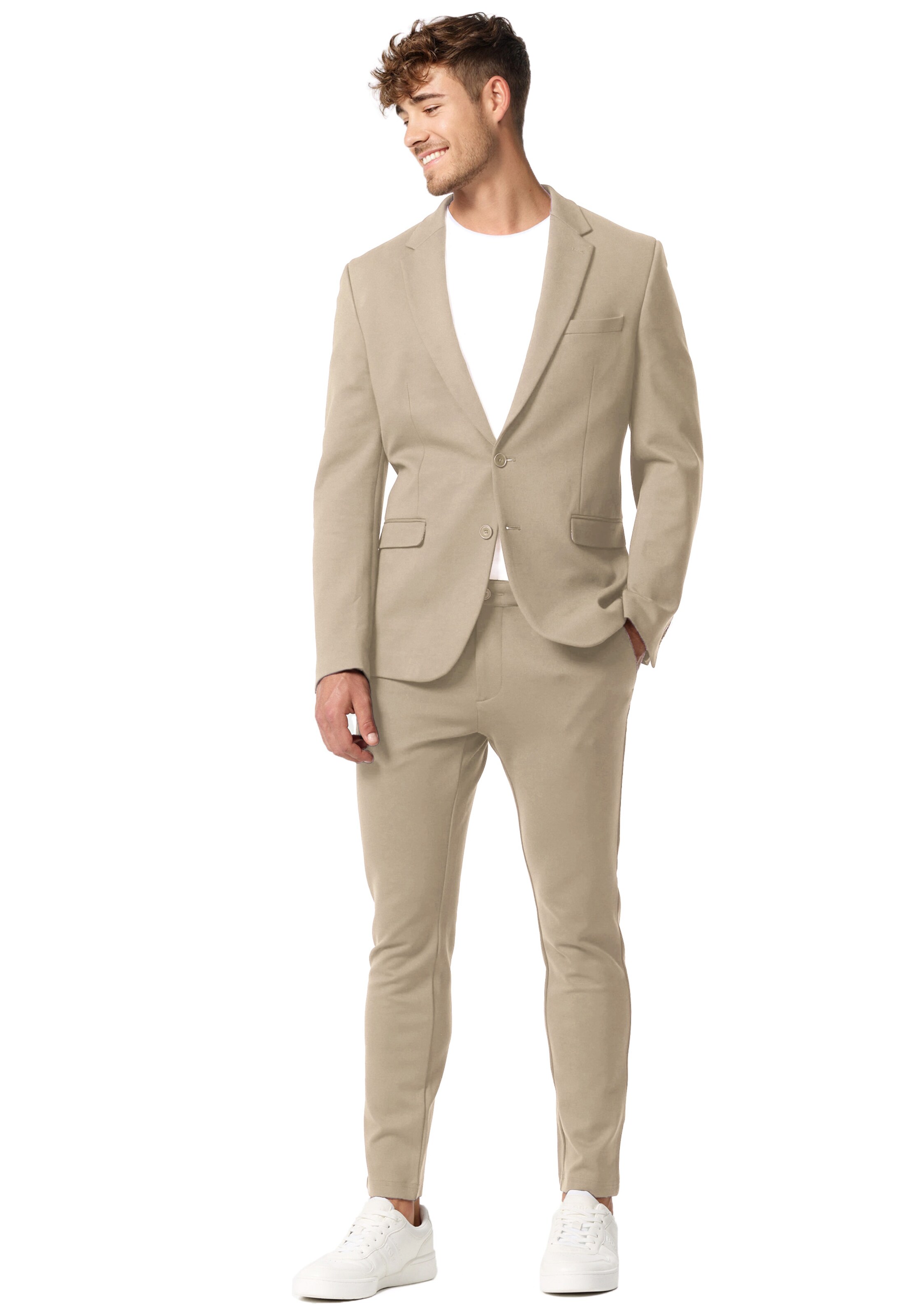 Coupe slim Pantalon 'Rodekro' INDICODE JEANS en beige