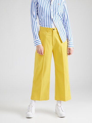 Wide leg Pantaloni cu dungă de la Polo Ralph Lauren pe galben: față