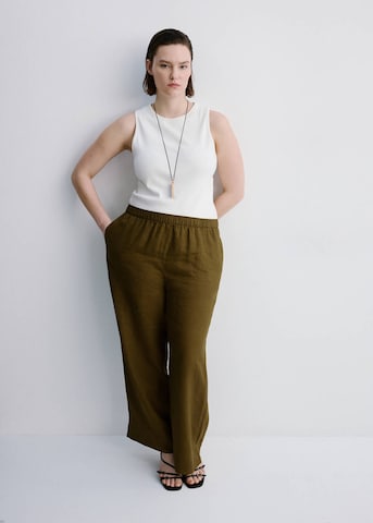 MANGO Regular Pants 'Lino' in Green: front