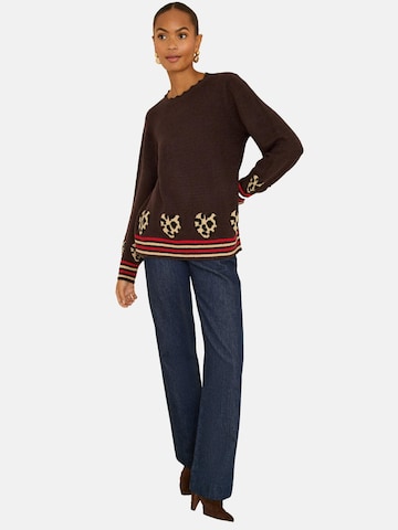 love & roses Sveter 'Love & Roses Animal Heart' - Hnedá: predná strana