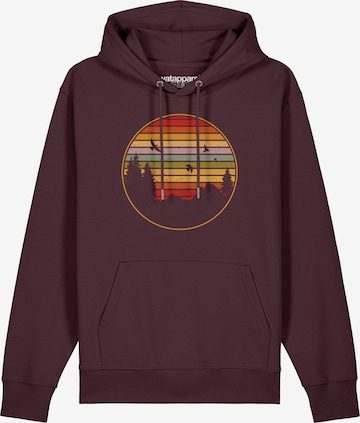 Watapparel Sweatshirt ' Sunset Berge & Tannen ' in Rot: Vorderseite