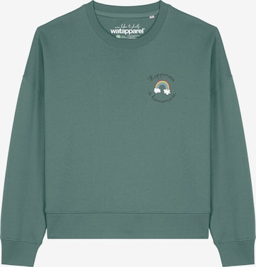Watapparel Sweatshirt ' Happiness is homemade ' in Groen: voorkant