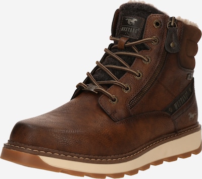 Auliniai batai su raišteliais iš MUSTANG, spalva – ruda, Prekių apžvalga