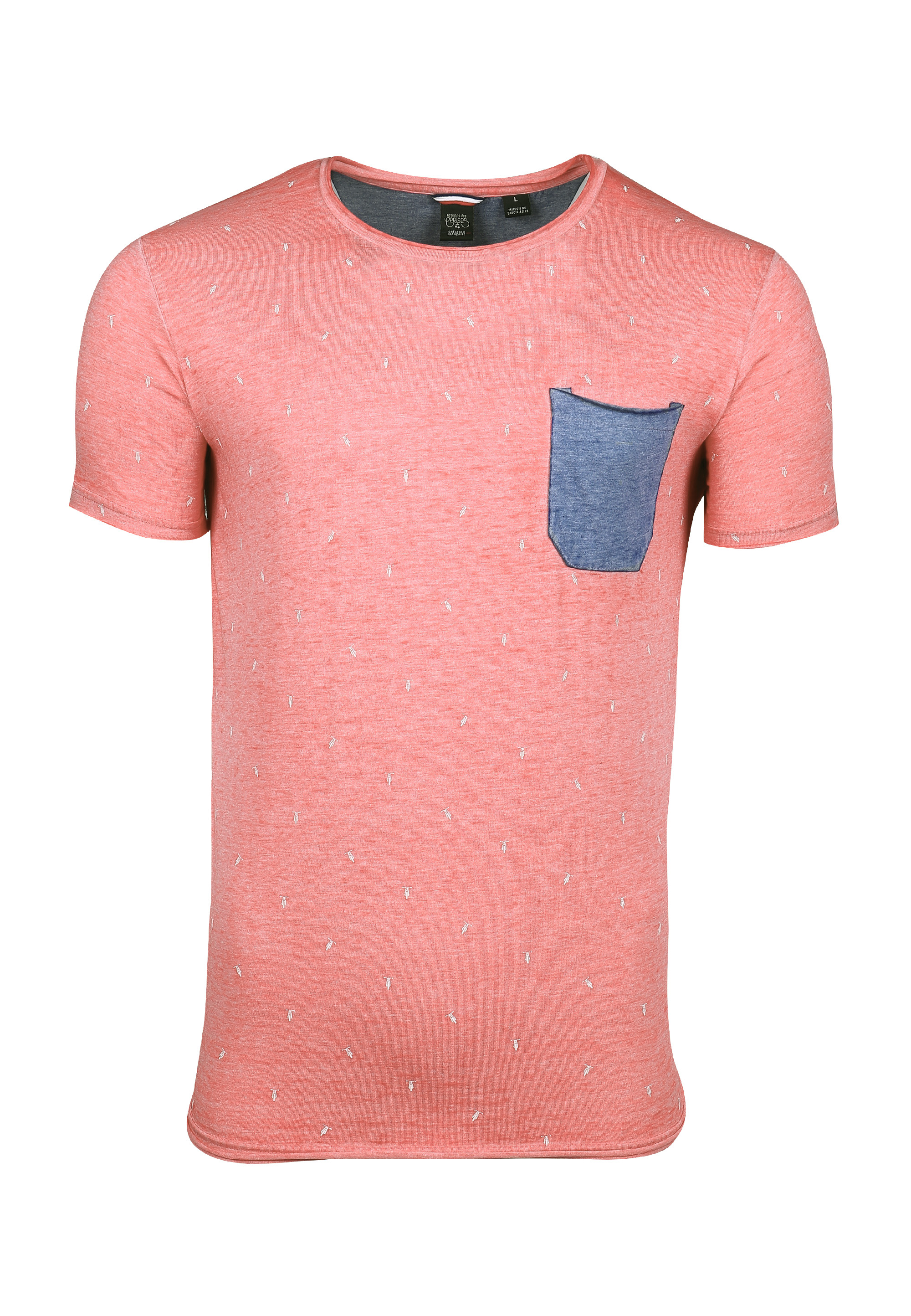 Le Temps Des Cerises T-Shirt BREAZ mit farblich abgesetzter Brusttasche in Rot 