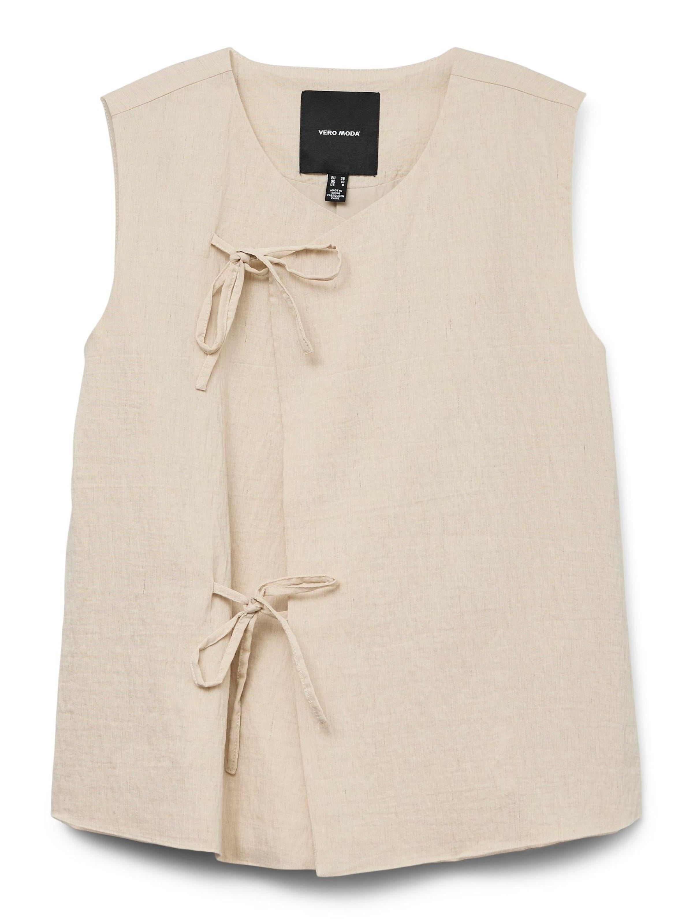 Vero Moda Curve Gilet 'VMCFea' in Beige: voorkant