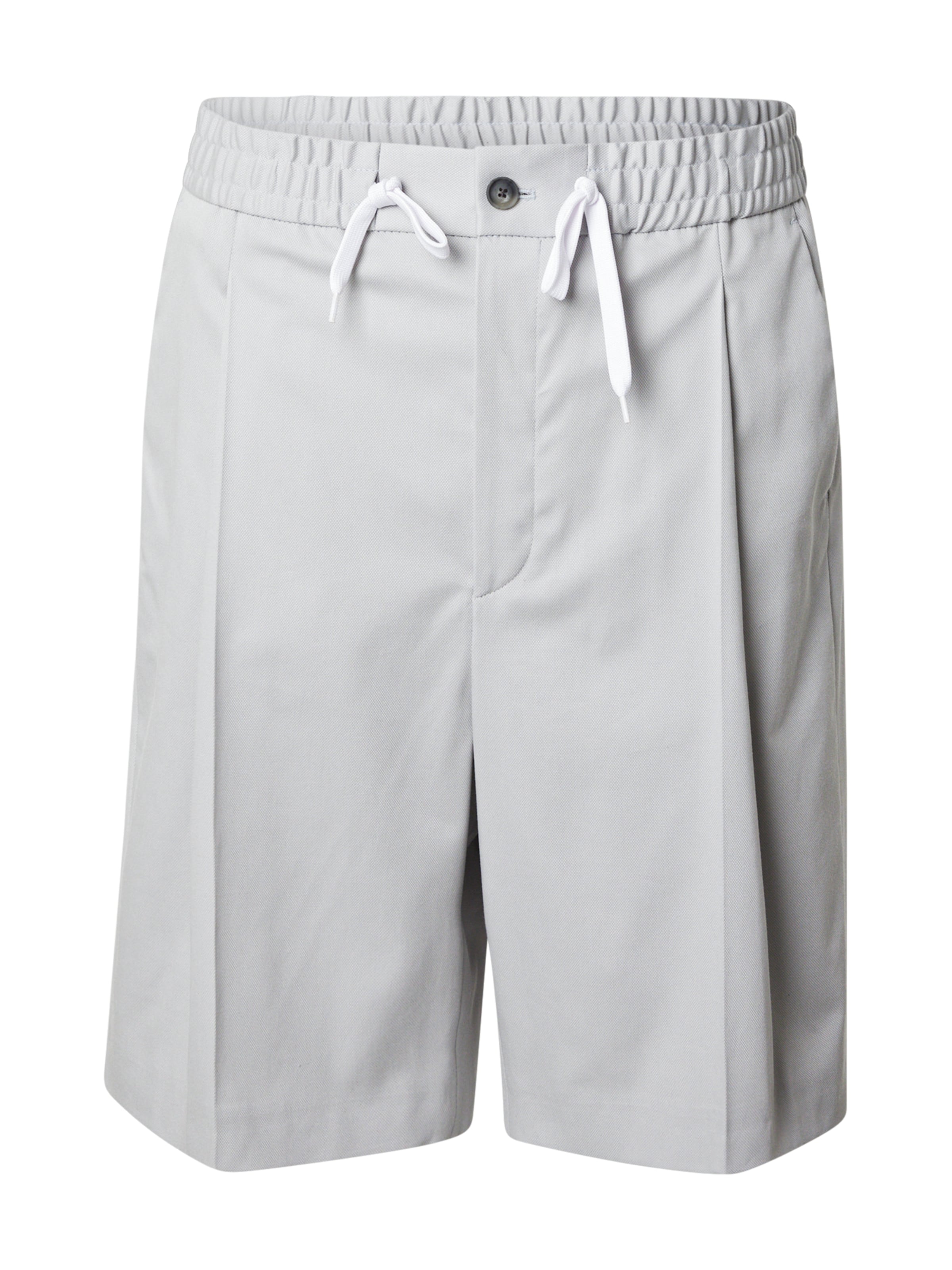 HUGO - Loosefit Calças com pregas 'Fionn' em cinzento: frente