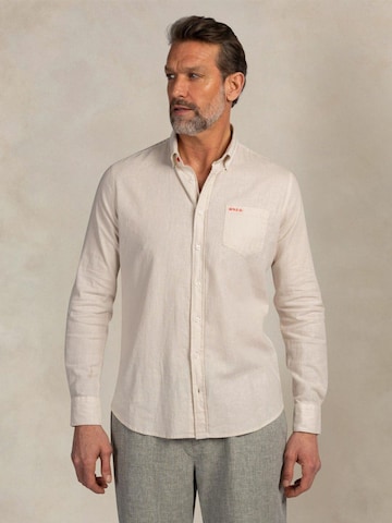 NZA New Zealand Auckland Comfort fit Overhemd in Beige: voorkant