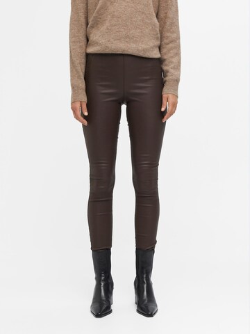 Skinny Leggings di OBJECT in marrone: frontale