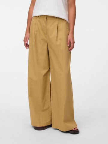 VERO MODA Wide leg Bandplooibroek 'VMNova' in Beige