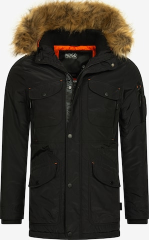 INDICODE JEANS Winter Parka ' Carpelan ' in Black: front