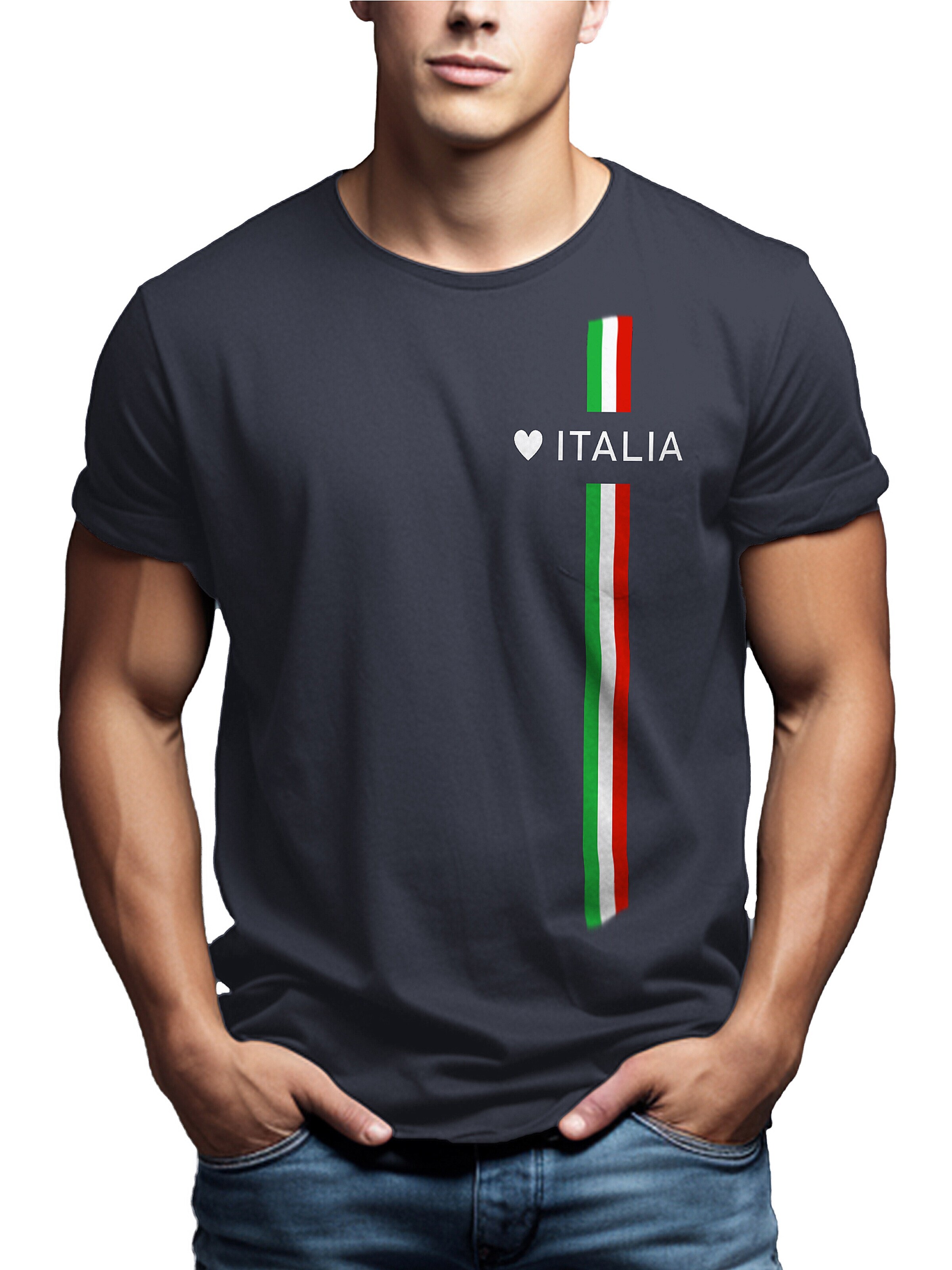MAKAYA Shirt 'Love Italia' in Grey