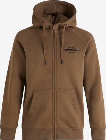 PEAK PERFORMANCE Zip-Up Hoodie in Brown: front