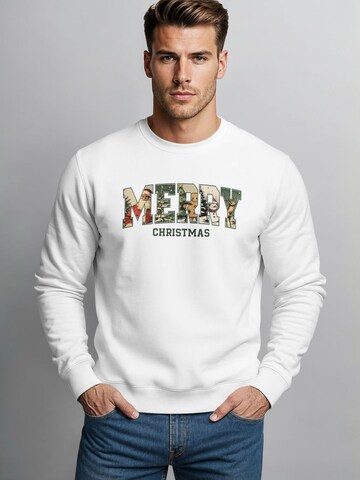 Neverless Sweatshirt 'Merry Christmas' in White