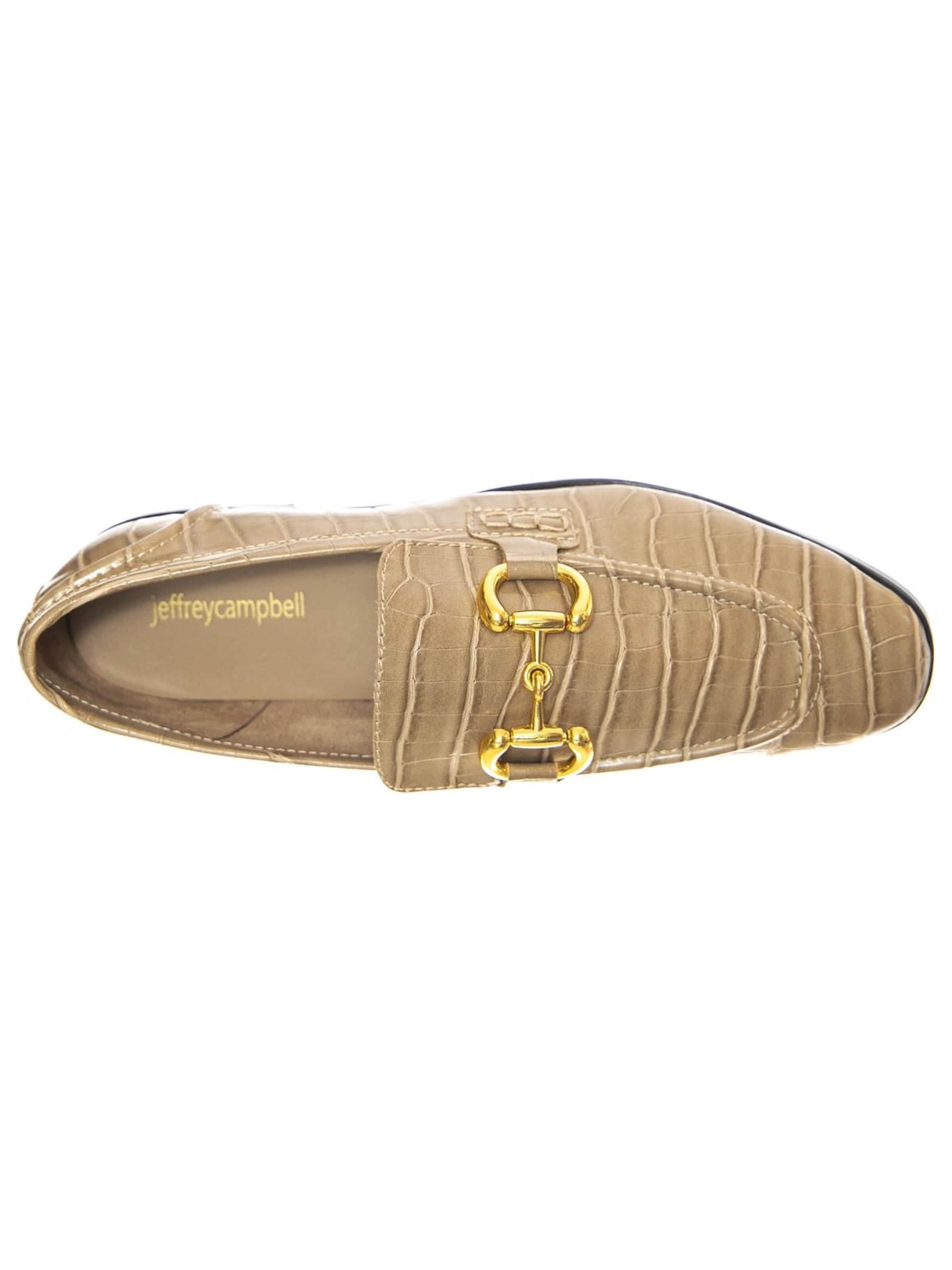 Jeffrey Campbell Mocassins 'W' Velviteen Dark Sand Croco' in Bruin