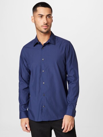 Coupe regular Chemise BURTON MENSWEAR LONDON en bleu : devant