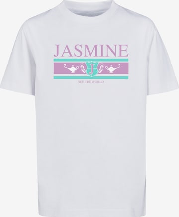 F4NT4STIC Shirt 'Disney Jasmine See The World' in Wit: voorkant