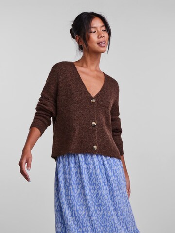 PIECES Knit Cardigan 'Ellen' in Brown: front