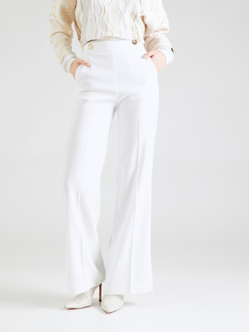PINKO Wide leg Pleated Pants in White: front