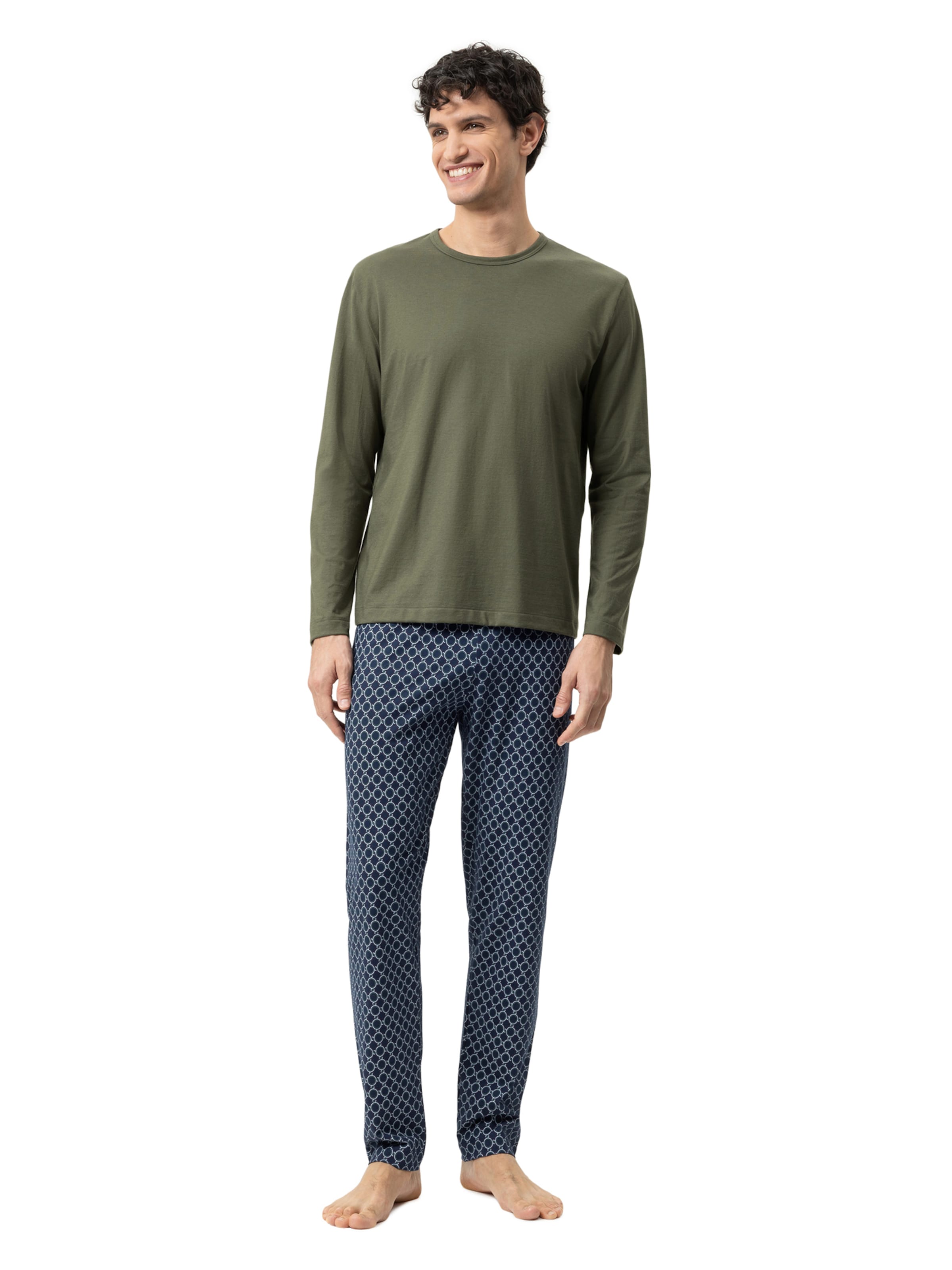 Mey Pajamas long 'Sleek Circles' in Green: front