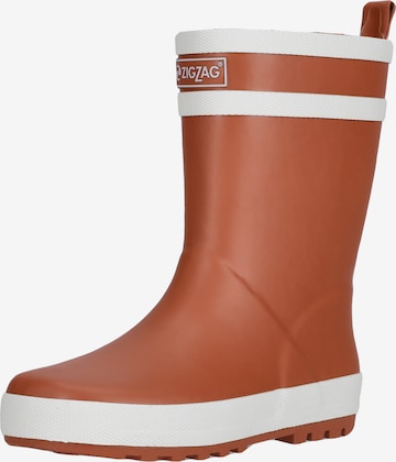 ZigZag Rubber Boots in Brown: front