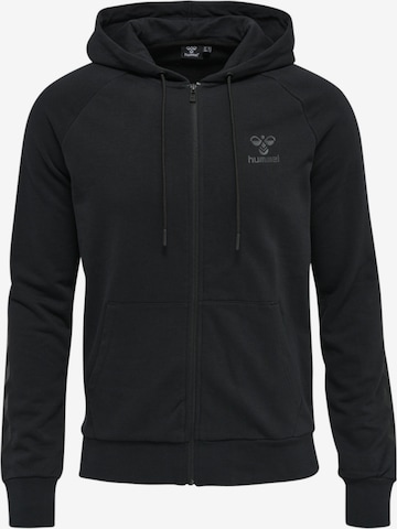 Hummel Athletic Zip-Up Hoodie in Black: front