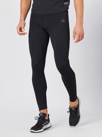 ADIDAS SPORTSWEAR - Skinny Calças de desporto em preto: frente