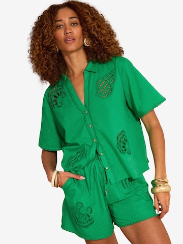 love & roses Μπλούζα σε πράσινο: μπροστά