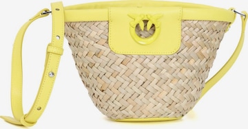 Sacs à main 'Love Summer Bucket Rafia + Vitello Seta' PINKO en beige : devant