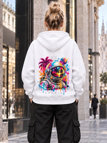 LUNØIR Studio Tréning póló 'Tropical Riot – Palm Voyager' - fehér