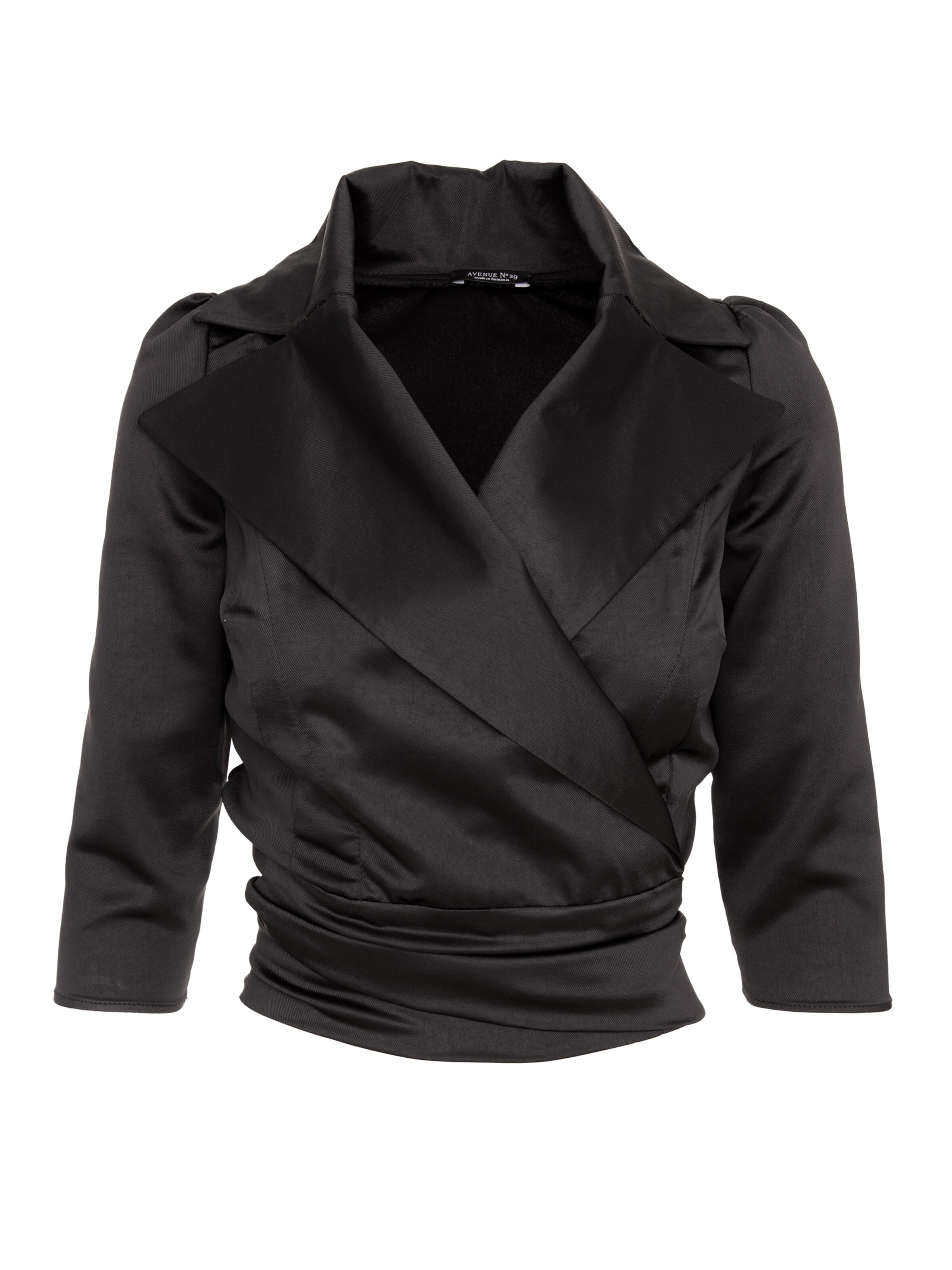 AVENUE N°29 Blusa 'Satin Lapel Wrap Blouse With Bow' en XXS en negro, Vista del producto