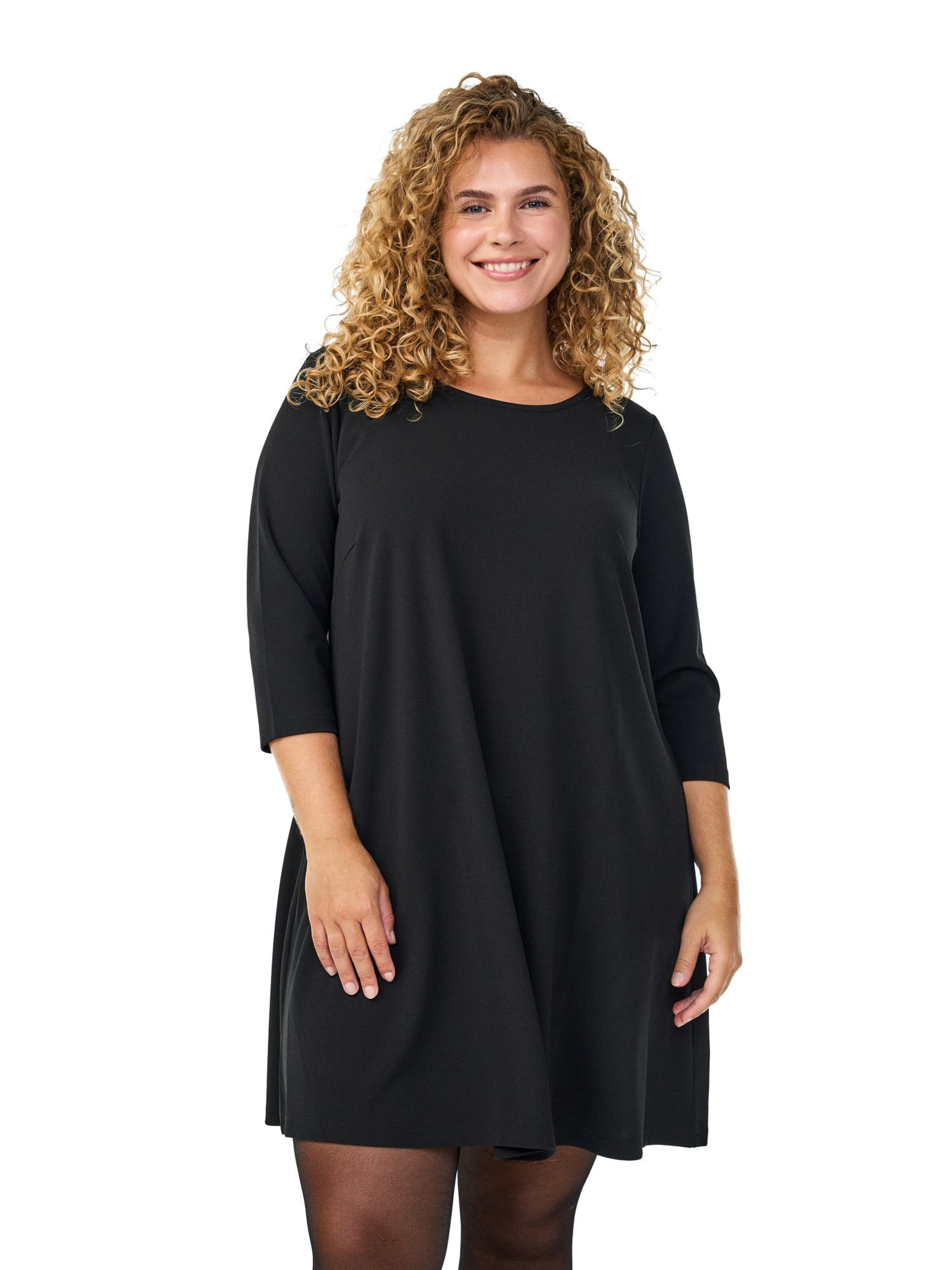 Flash by Zizzi Jurk 'Flella' in Zwart: voorkant