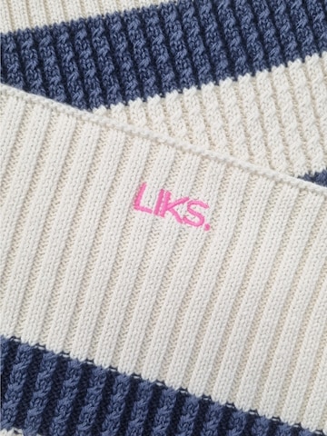 LIKS. Munich Sweater 'Oversize Strickpullover Zopfmuster mit Streifen aus Baumwolle - DianaC' in Blue
